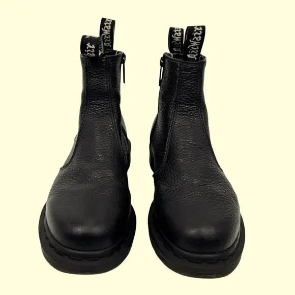 Dr. Martens 2976 Chelsea Boots Womens Size 8 Soft Black Pebbled Leather Side Zip - Picture 2 of 11